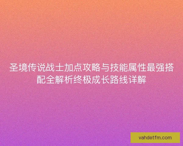 圣境传说战士加点攻略与技能属性最强搭配全解析终极成长路线详解